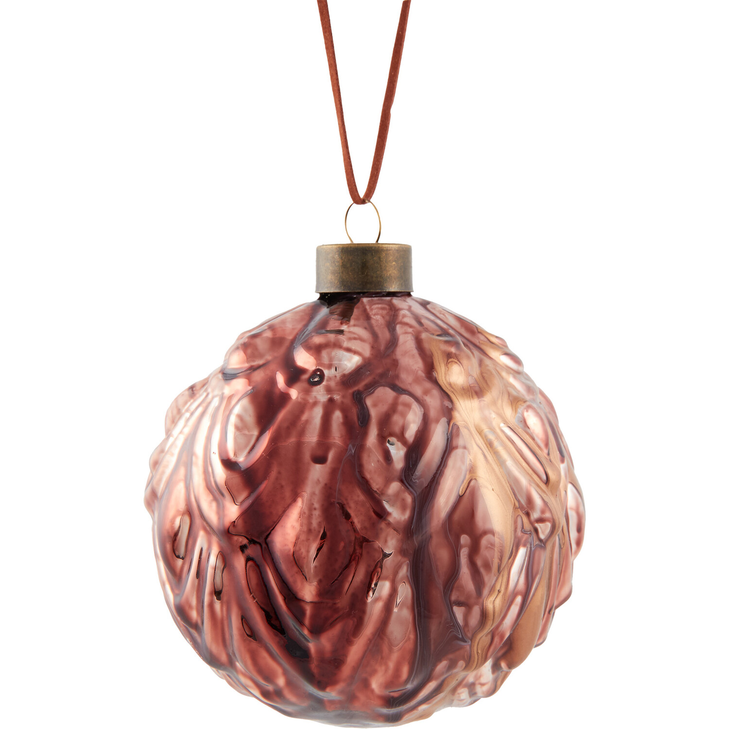 Marbled Brown and Gold Bauble - Brown & Gold Image