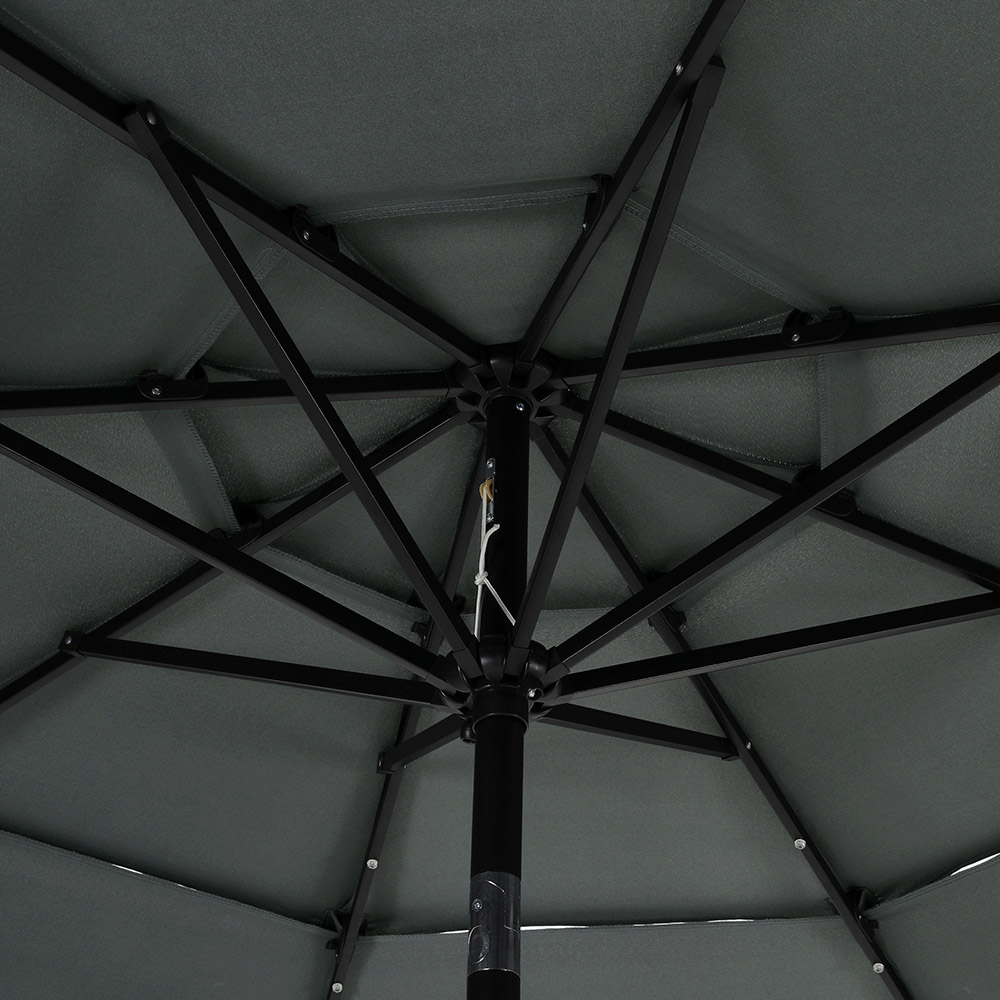 Living and Home 3 Tier Dark Grey Solar LED Crank and Tilt Parasol with Rose Cement Base 3m Image 6