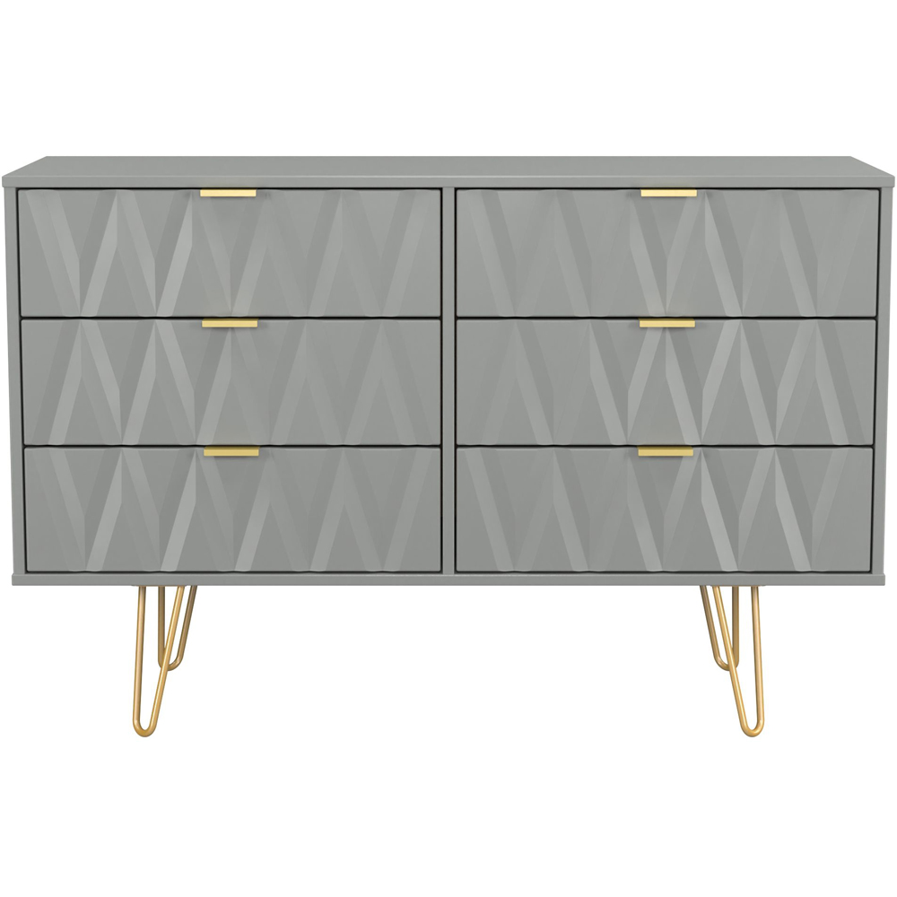 Crowndale Diamond 6 Drawer Dusk Grey Wide Chest of Drawers Ready Assembled Image 2