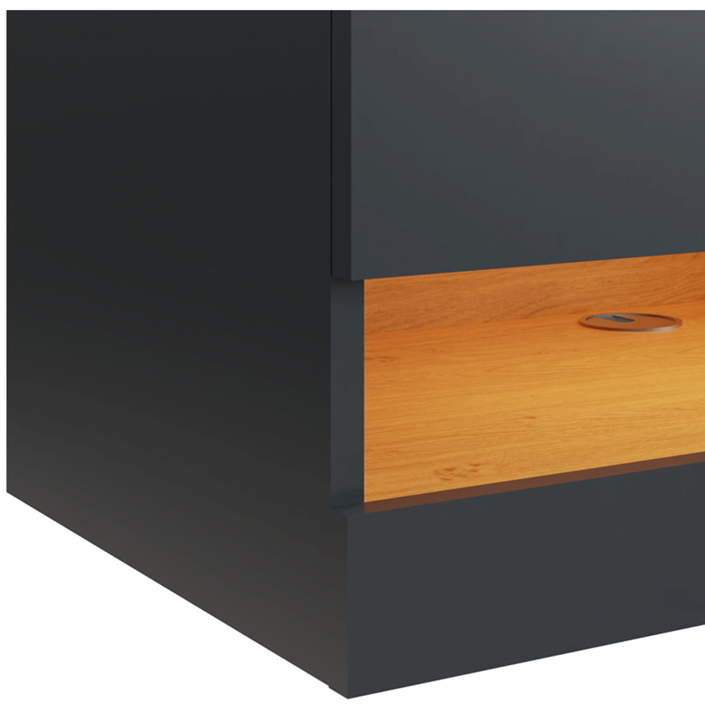 GFW Leon 2 Shelf Anthracite and Oak Wall TV Unit with LED Image 7