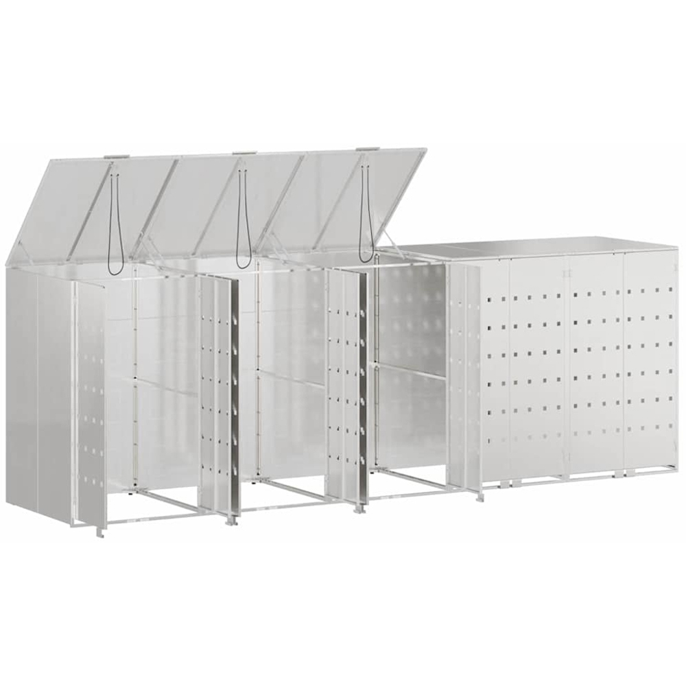 vidaXL Silver 5 Wheelie Bin Storage Shed Image 5