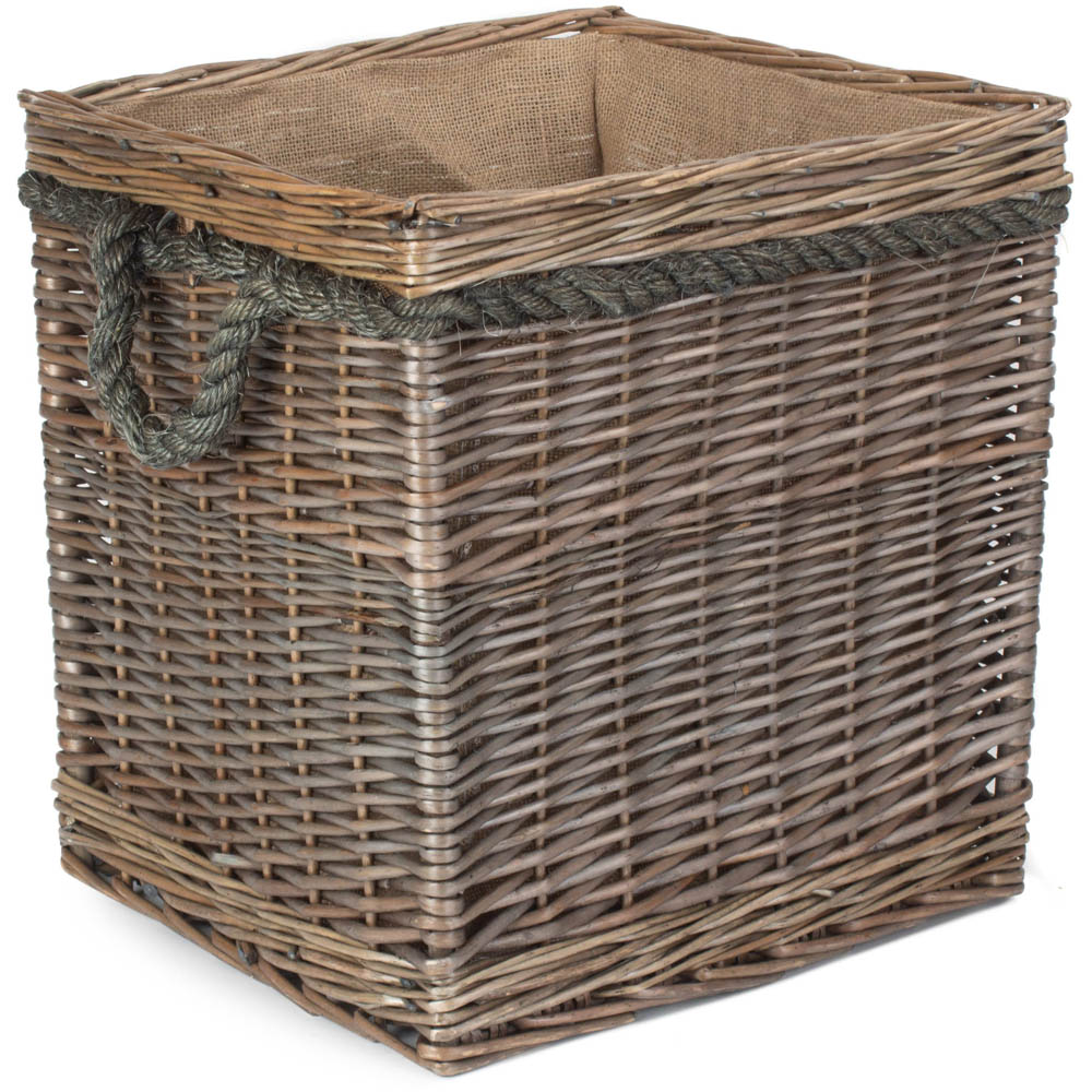 Red Hamper Square Rope Handle Log Storage Basket Image 1