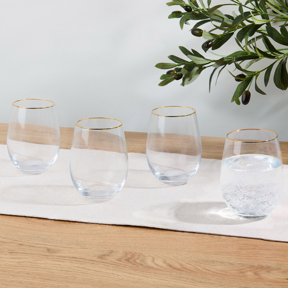 Pack of 4 Gold Rim Tumbler Glasses Image 2