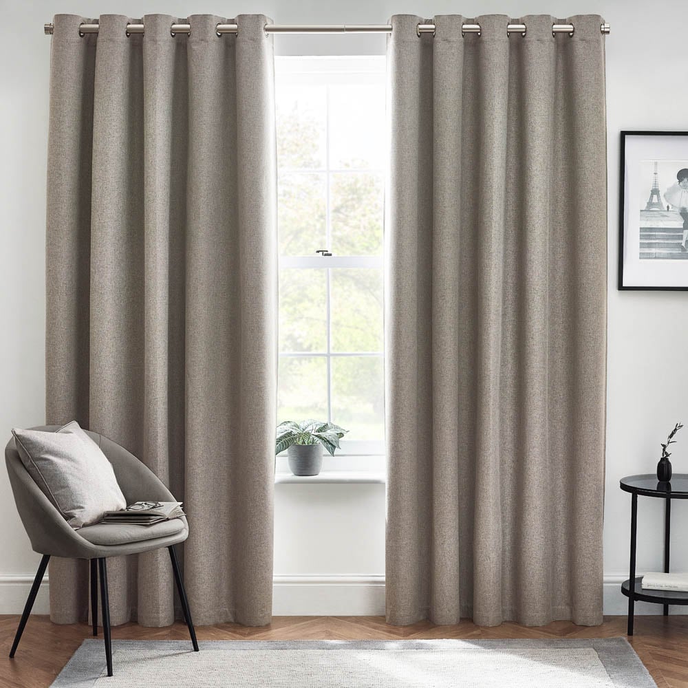 furn. Dawn Grey Thermal Blackout Eyelet Curtain 229 x 183cm Image 1