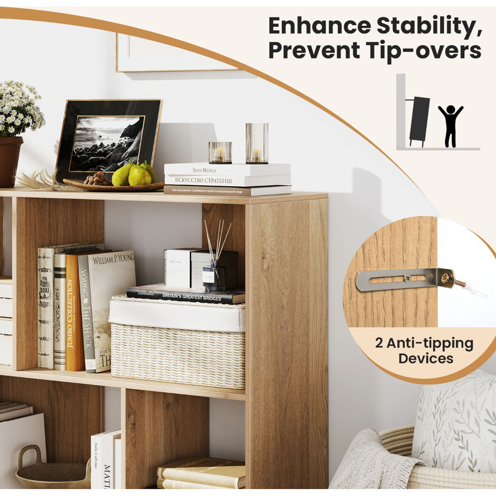 Costway 4 Cube Natural Mid Century Bookshelf Image 6