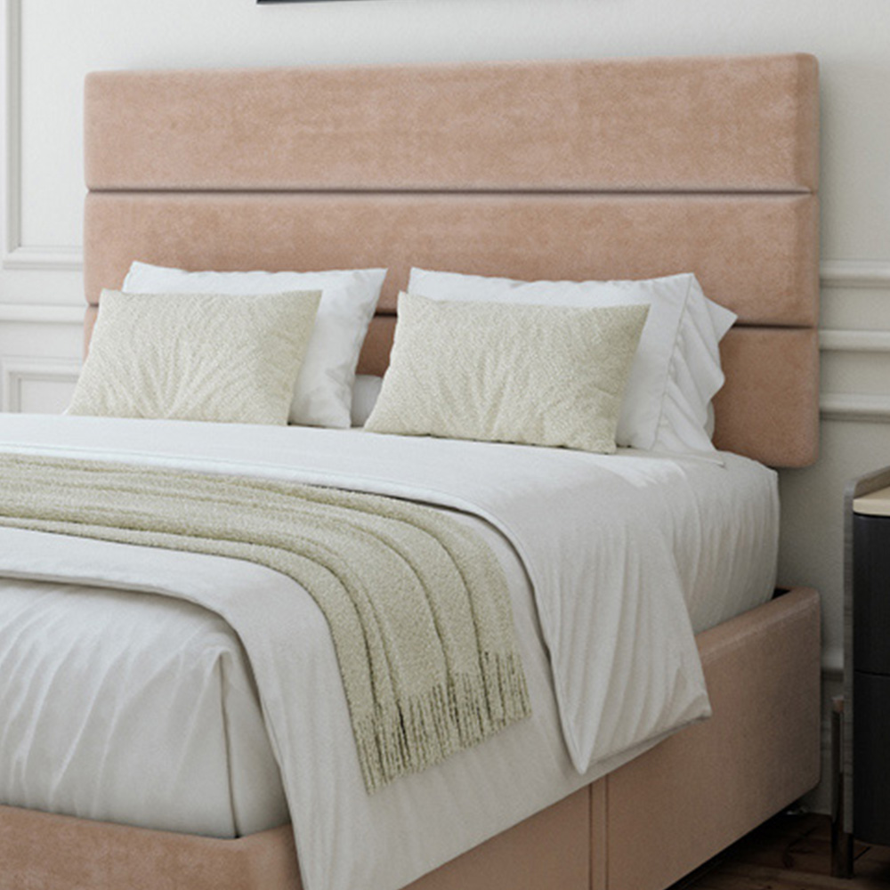 Bedmaster Small Double Mink Naples Velvet 2 Drawer Divan Base with Milan Headboard Image 2