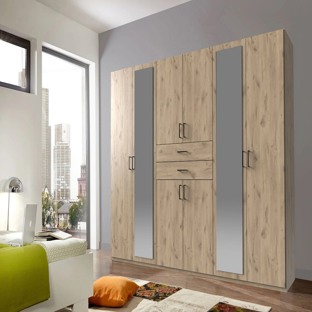 TJ'S Dillingen 8 Door 2 Drawer Viking Oak Wardrobe Image 3