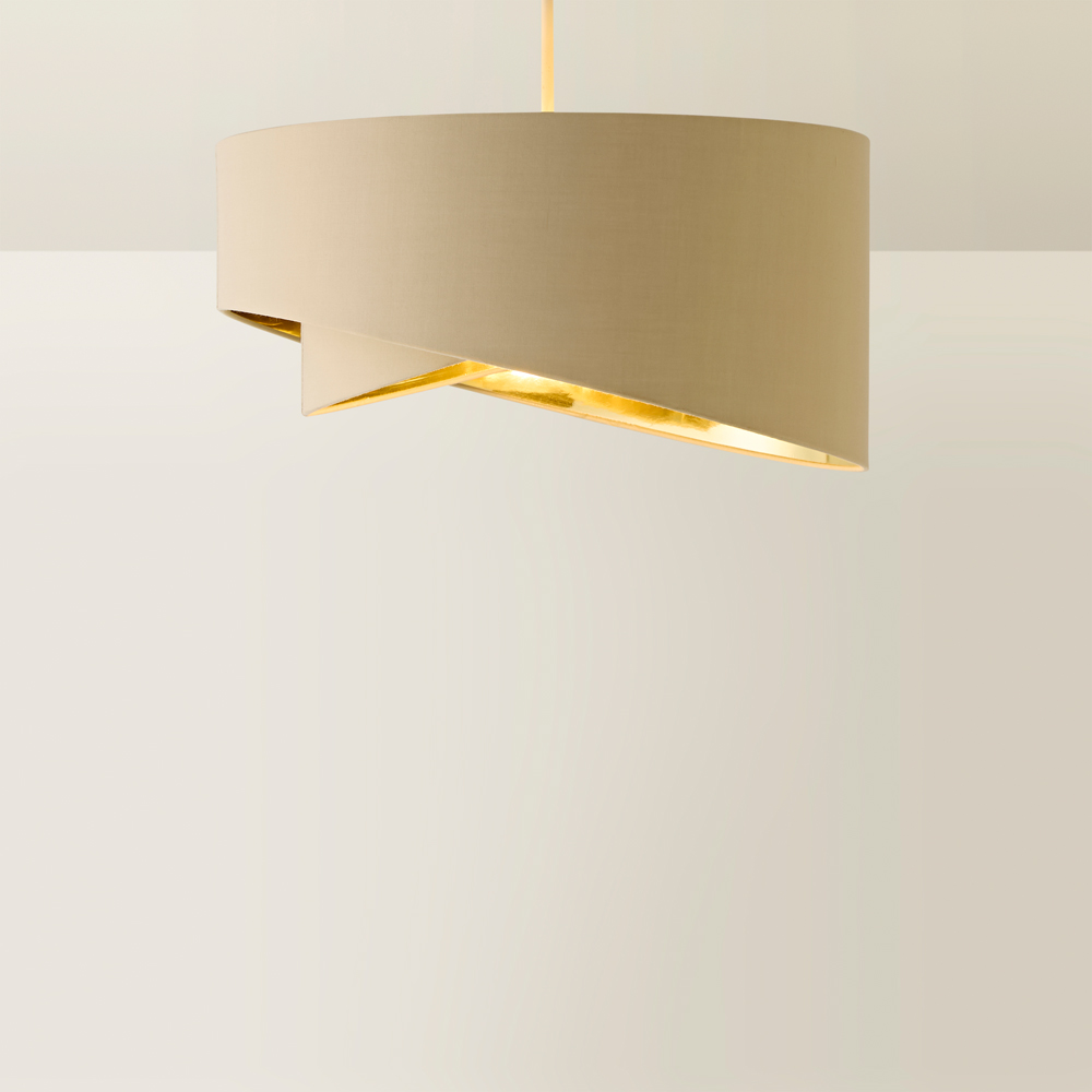 ValueLights Trekan 2 Layer Mink with Metallic Gold Inner Pendant Lamp Shade 40cm Image 5