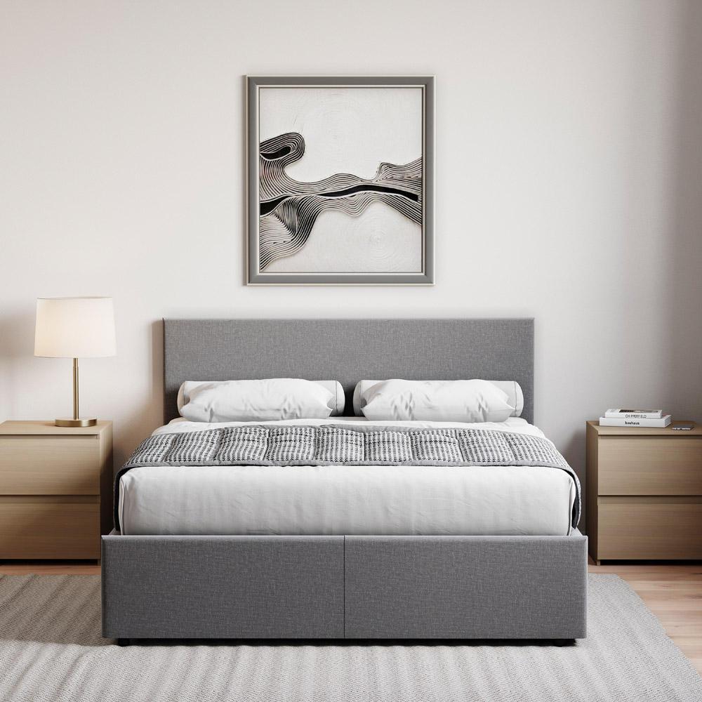 VIDA DESIGNS Veronica King Size Dark Grey Linen Ottoman Bed with Gel Memory Foam Mattress Image 4