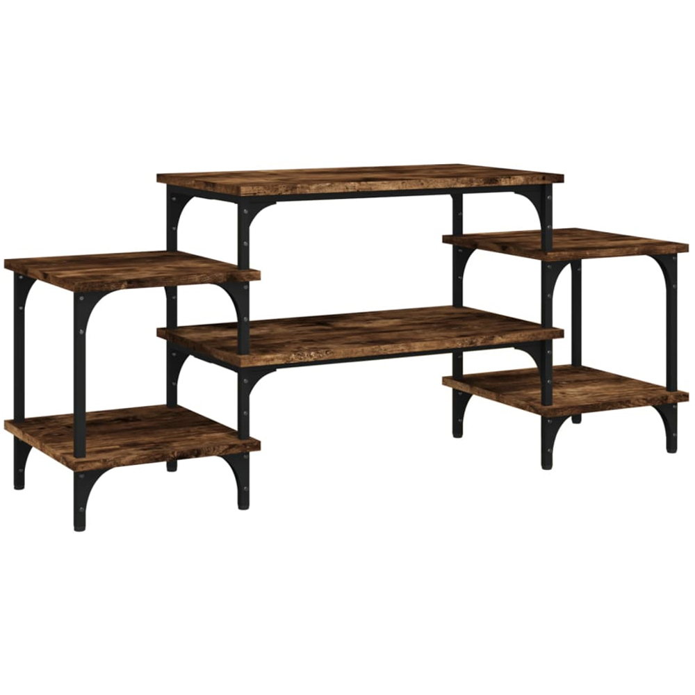 vidaXL 5 Shelf Smoked Oak Industrial Style TV Cabinet Image 2