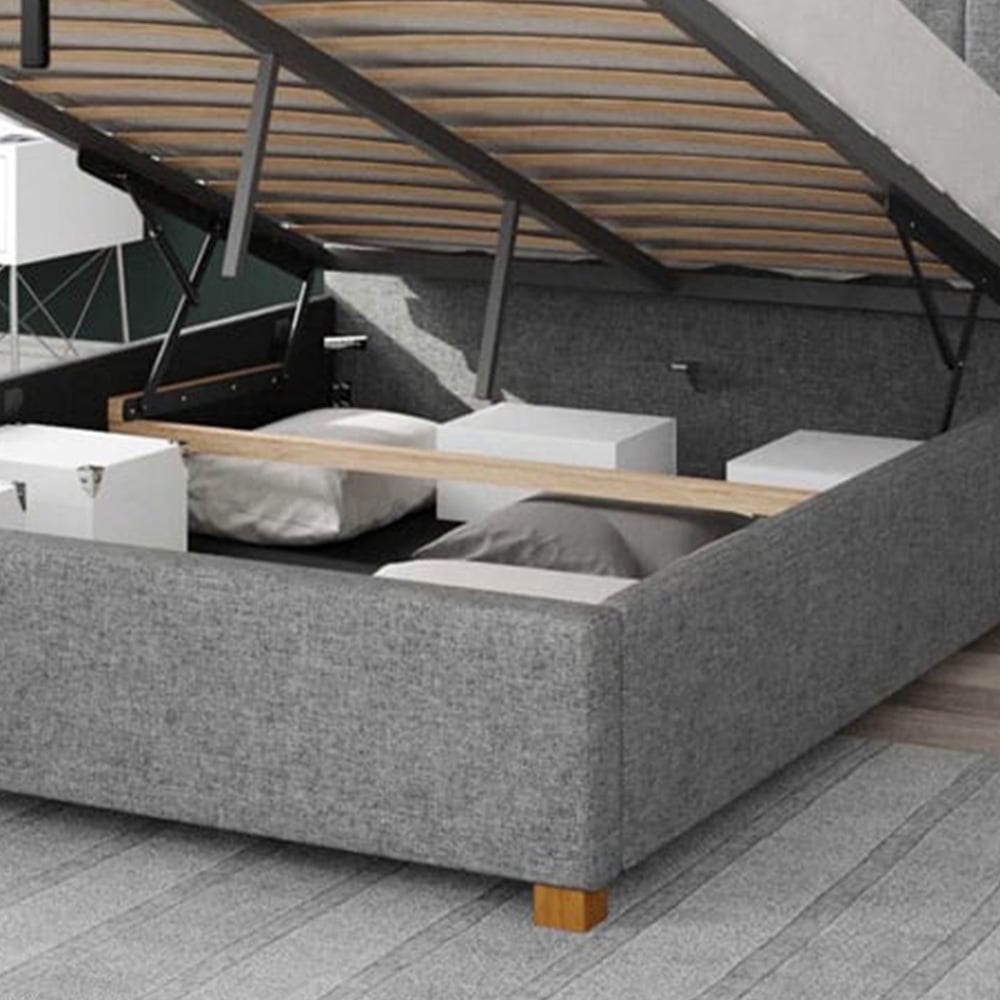 Aspire Hepburn Double Grey Saxon Twill Ottoman Bed Image 3