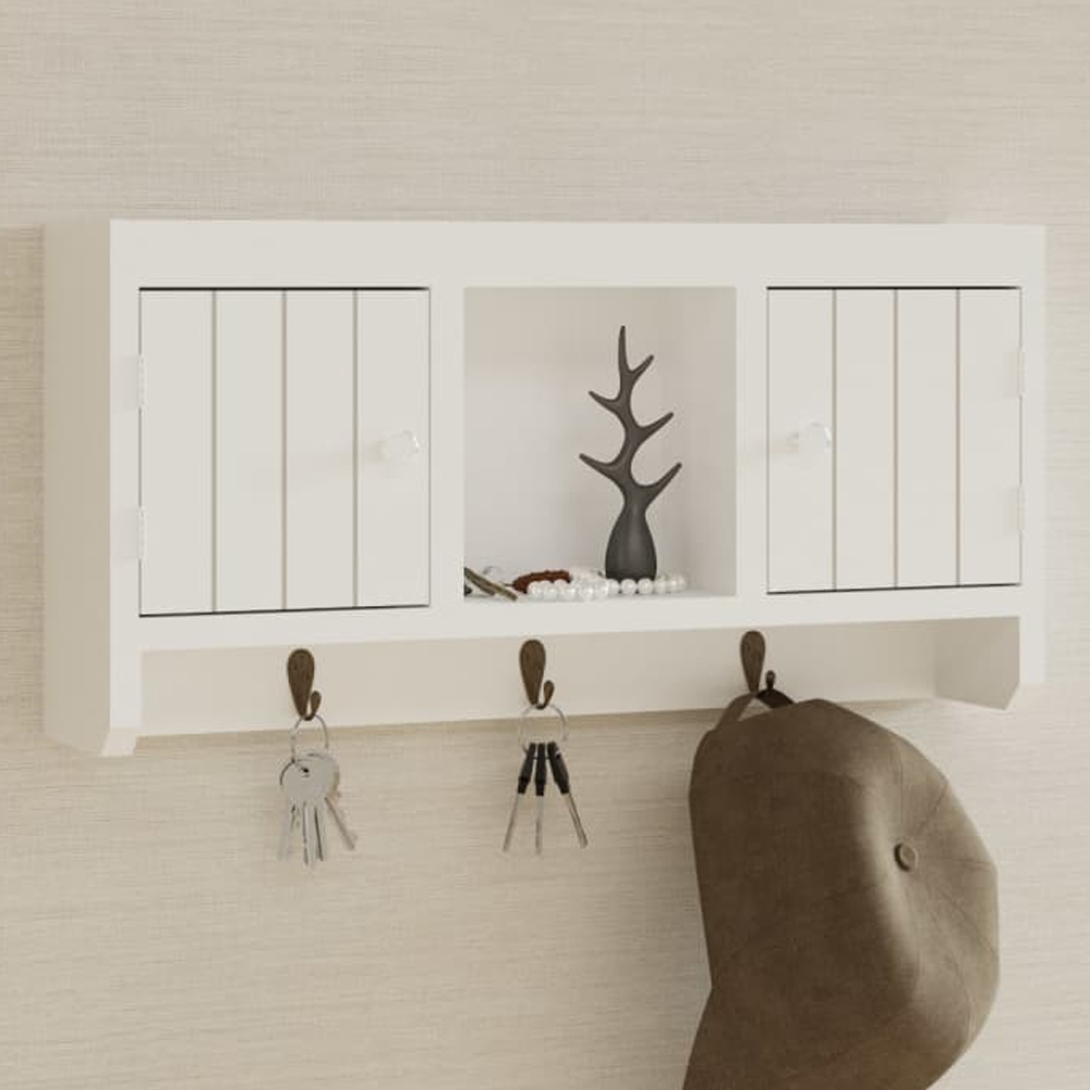 vidaXL 2 Door Single Shelf White Key Cabinet with Hooks Image 1