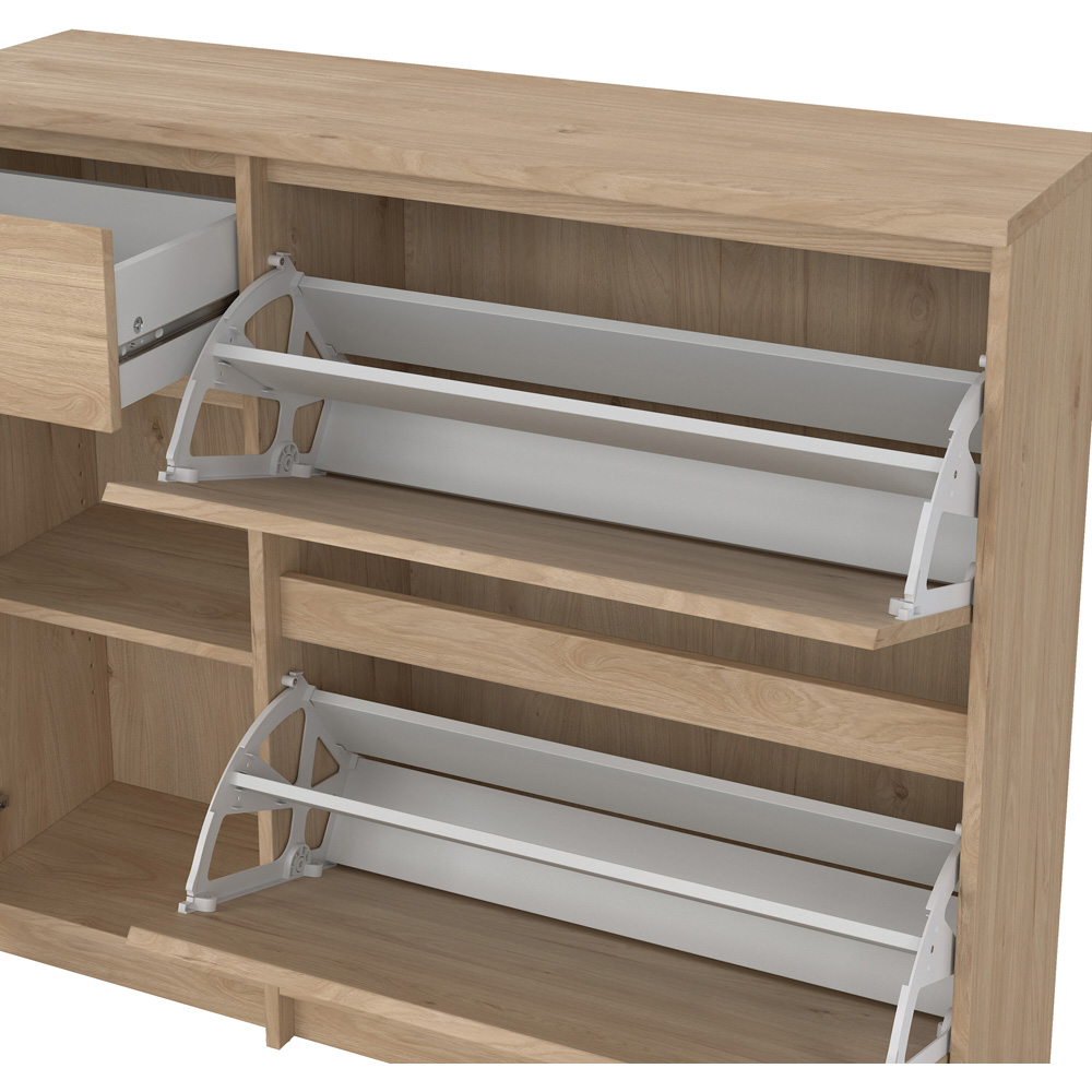 Florence Single Door 3 Drawer Jackson Hickory Oak Shoe Cabinet Image 5