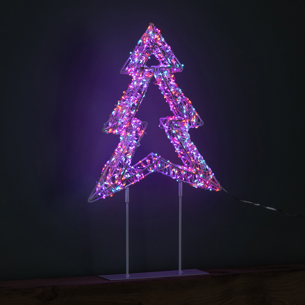 Samuel Alexander 720 Twinkling Rainbow LED Light-Up White Christmas Tree on Metal Stand 45cm Image 4
