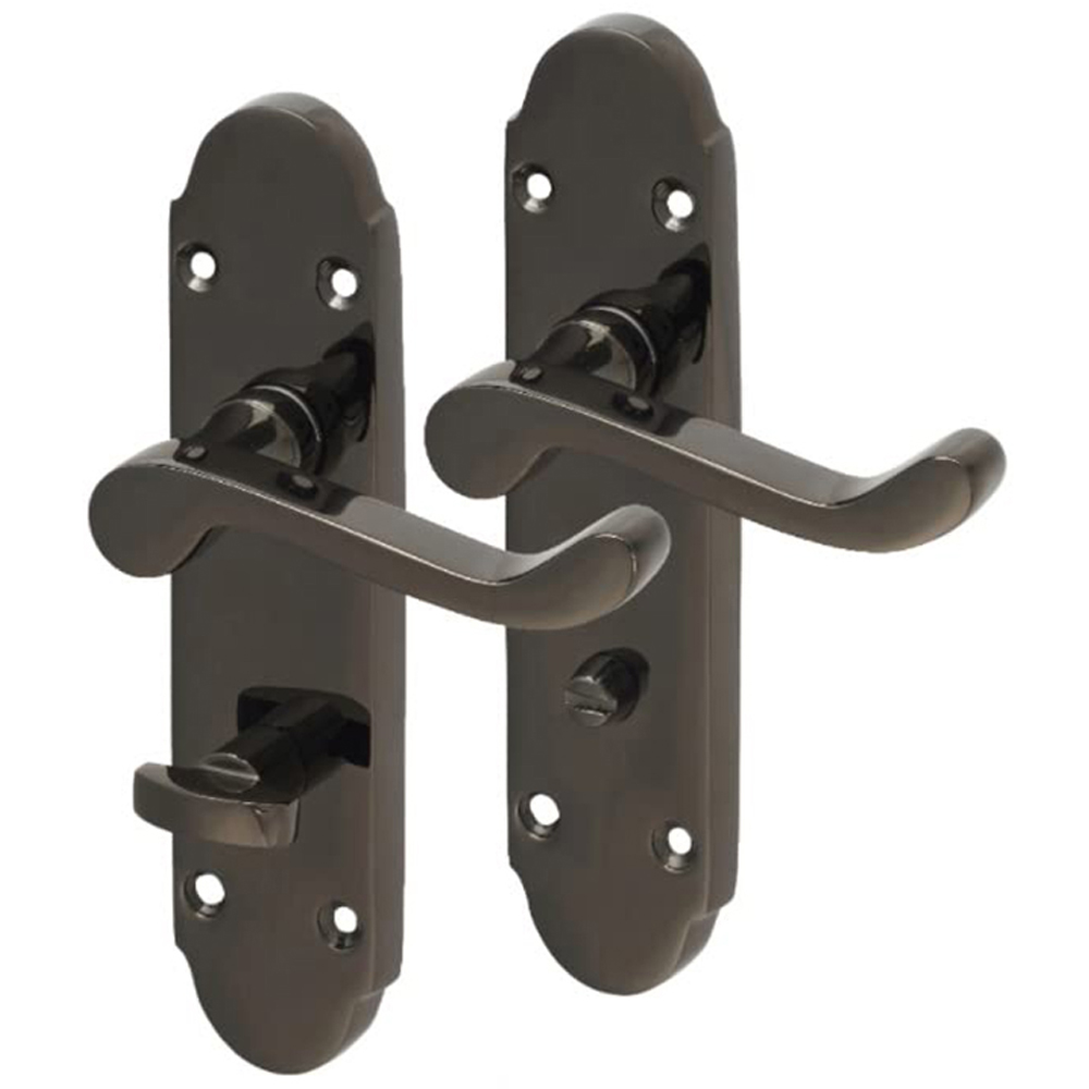 Golden Grace Polished Black Nickel Epsom Bathroom Door Handle Set 168 x 40mm Image
