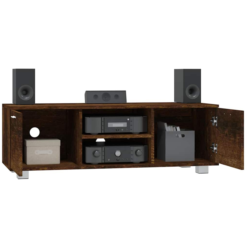 vidaXL 2 Door 2 Shelf Smoked Oak TV Cabinet with Cable Holes Image 3