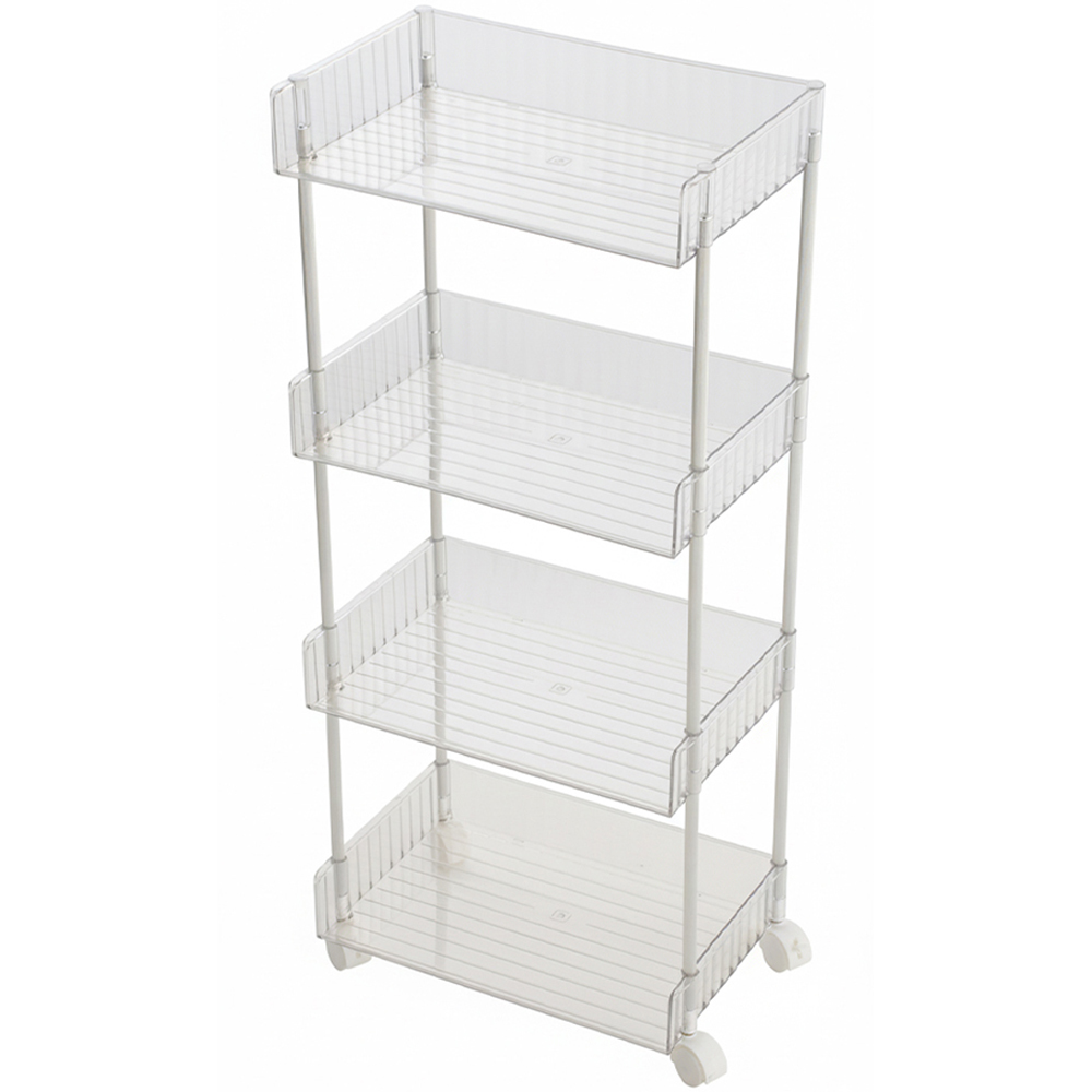 Living and Home 4 Shelf Clear Rolling Storage Cart Image 4