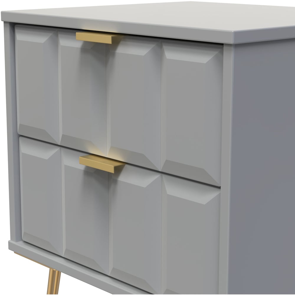 Crowndale Cube 2 Drawer Dusk Grey Bedside Table Ready Assembled Image 5