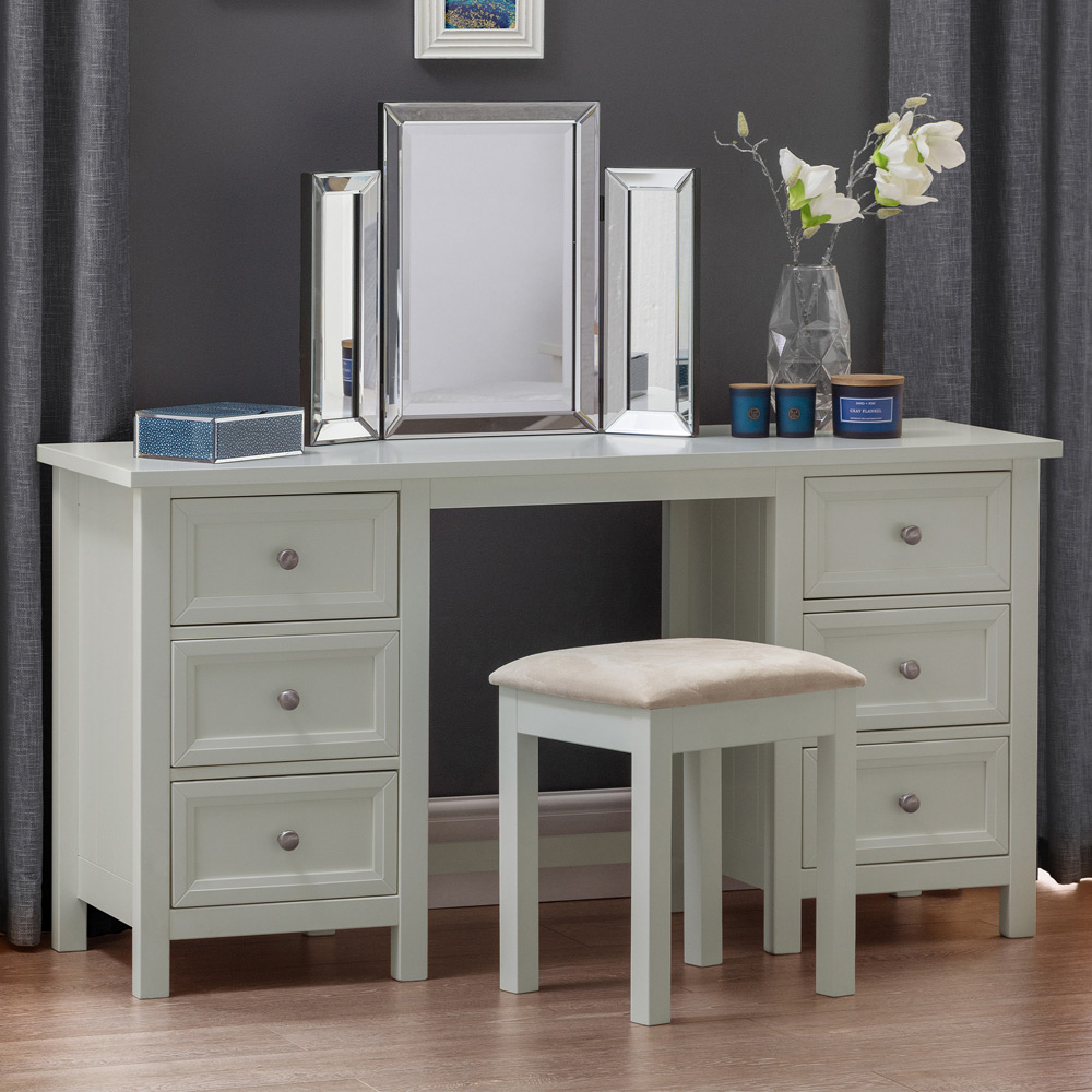 Julian Bowen Maine 6 Drawer Dove Grey Dressing Table Image 1