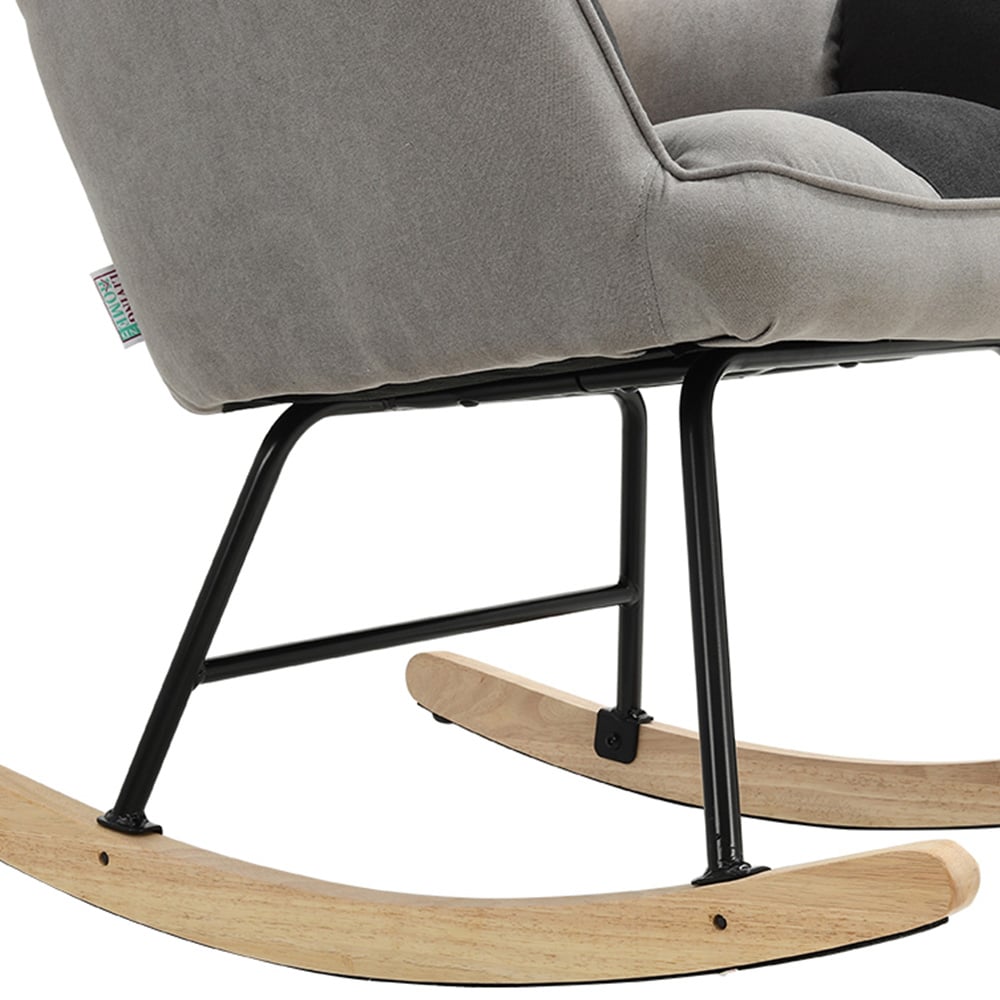 Living and Home Tufted Linen Upholstered Rocking Chair Image 5