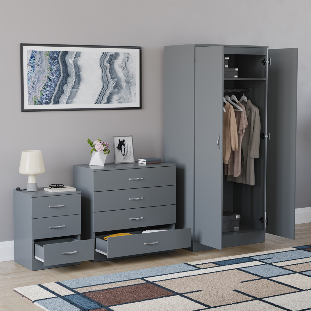 VIDA DESIGNS Riano Grey 3 Piece Bedroom Furniture Set Image 5