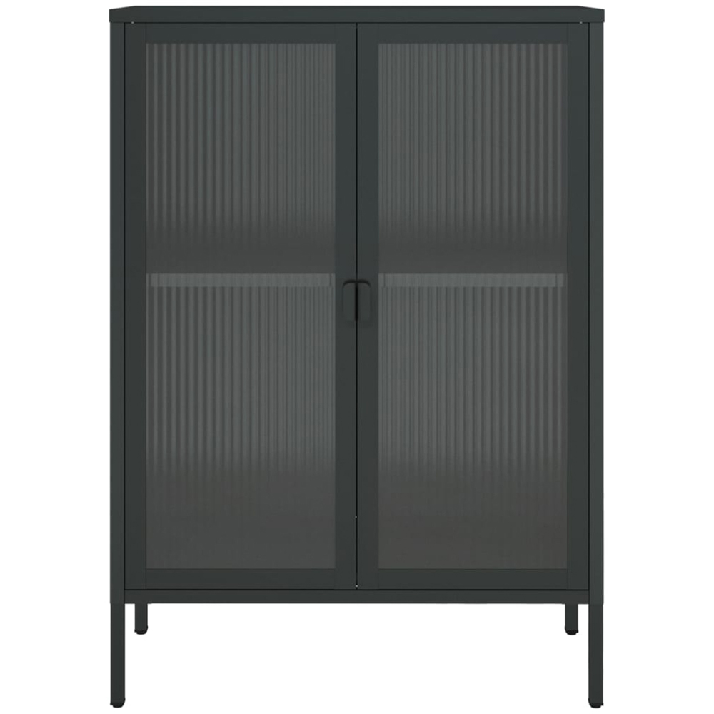 vidaXL 2 Glass Door 2 Shelf Black Wooden Sideboard Image 6