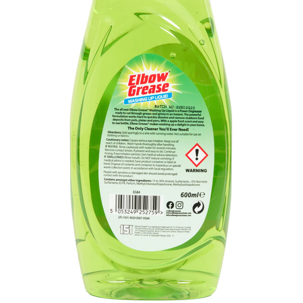 Elbow Grease Apple Washing Up Liquid 600ml Image 3