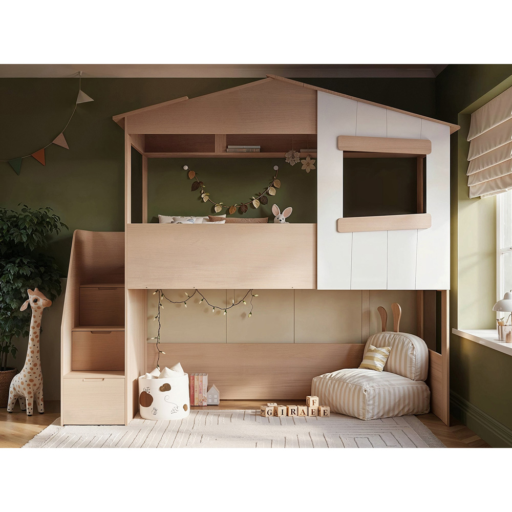 Flair Dreamland Oak Play House Staircase Mid Sleeper Image 7