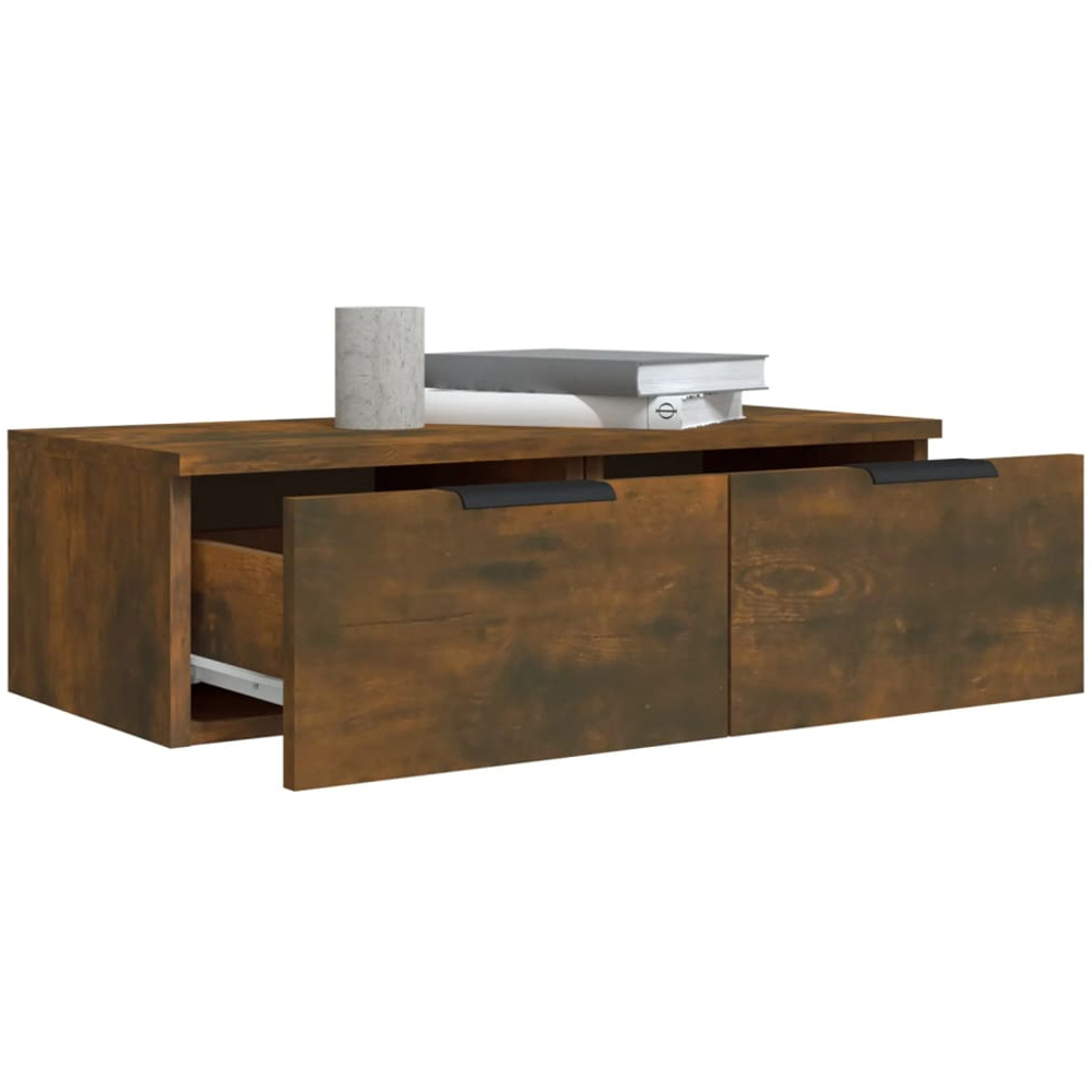 vidaXL 2 Drawer Smoked Oak Wall Mounted Cabinet Image 5