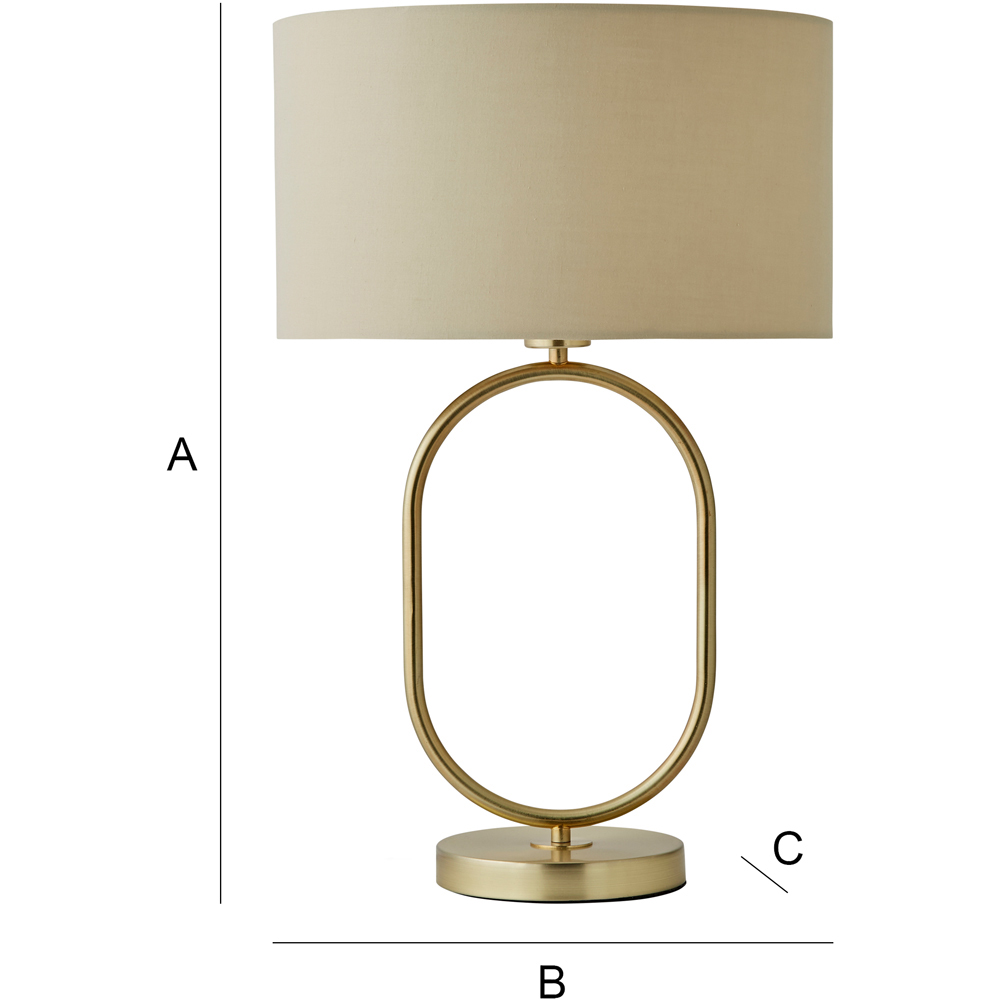 ValueLights Antonia Cream Fabric Drum Lamp Shade Brushed Gold Oval LED Table Lamp Image 7