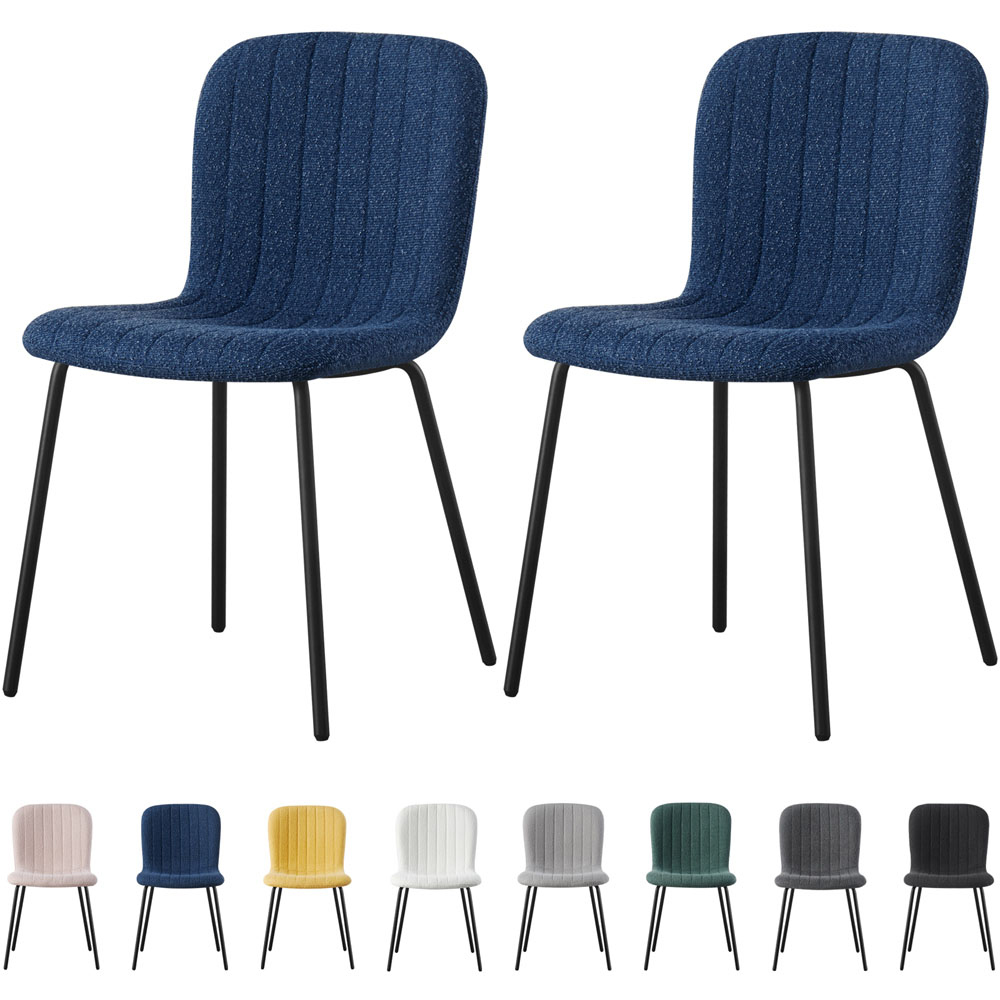 wilko Bella Set of 2 Blue Teddy Faux Fur Stitched Design Dining Chairs Image 7