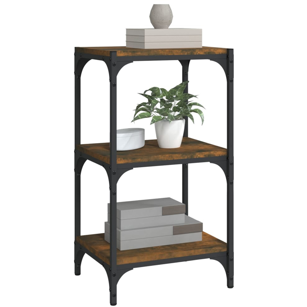 vidaXL 3 Shelf Smoked Oak Bookcase Image 4