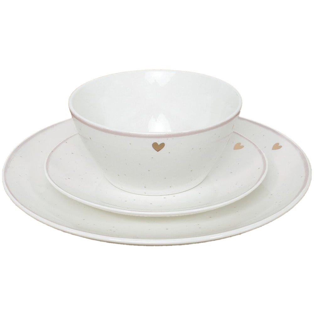 12 Piece Gold Heart Dinnerware Set - White Image 1