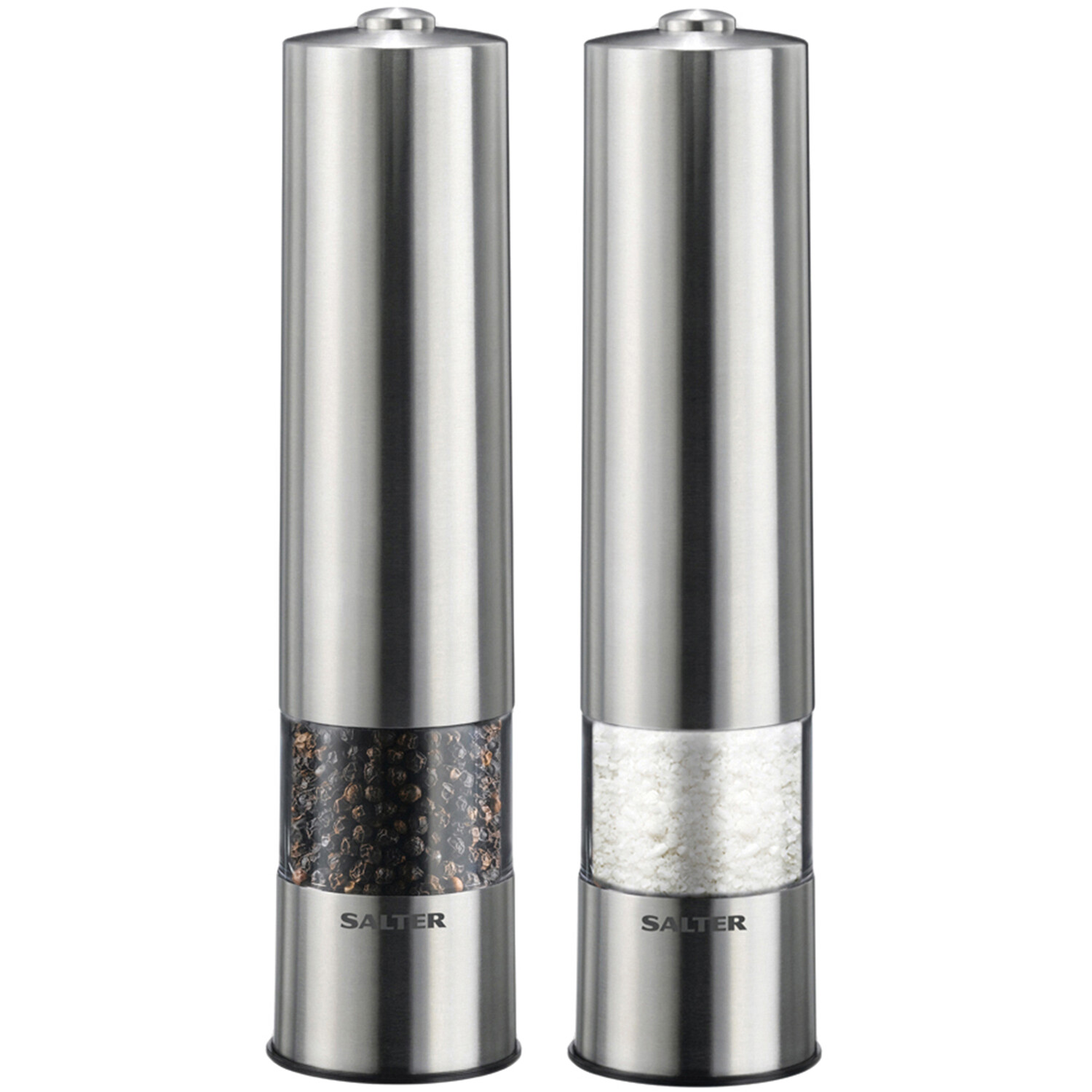 Salter Silver Electronic Salt and Pepper Mill Set Image 1