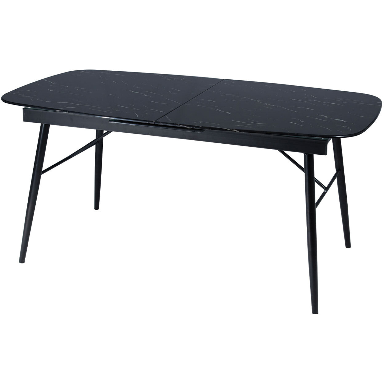 Sorrento Marble 6 Seater 160 to 200cm Extending Dining Table Black Image 4
