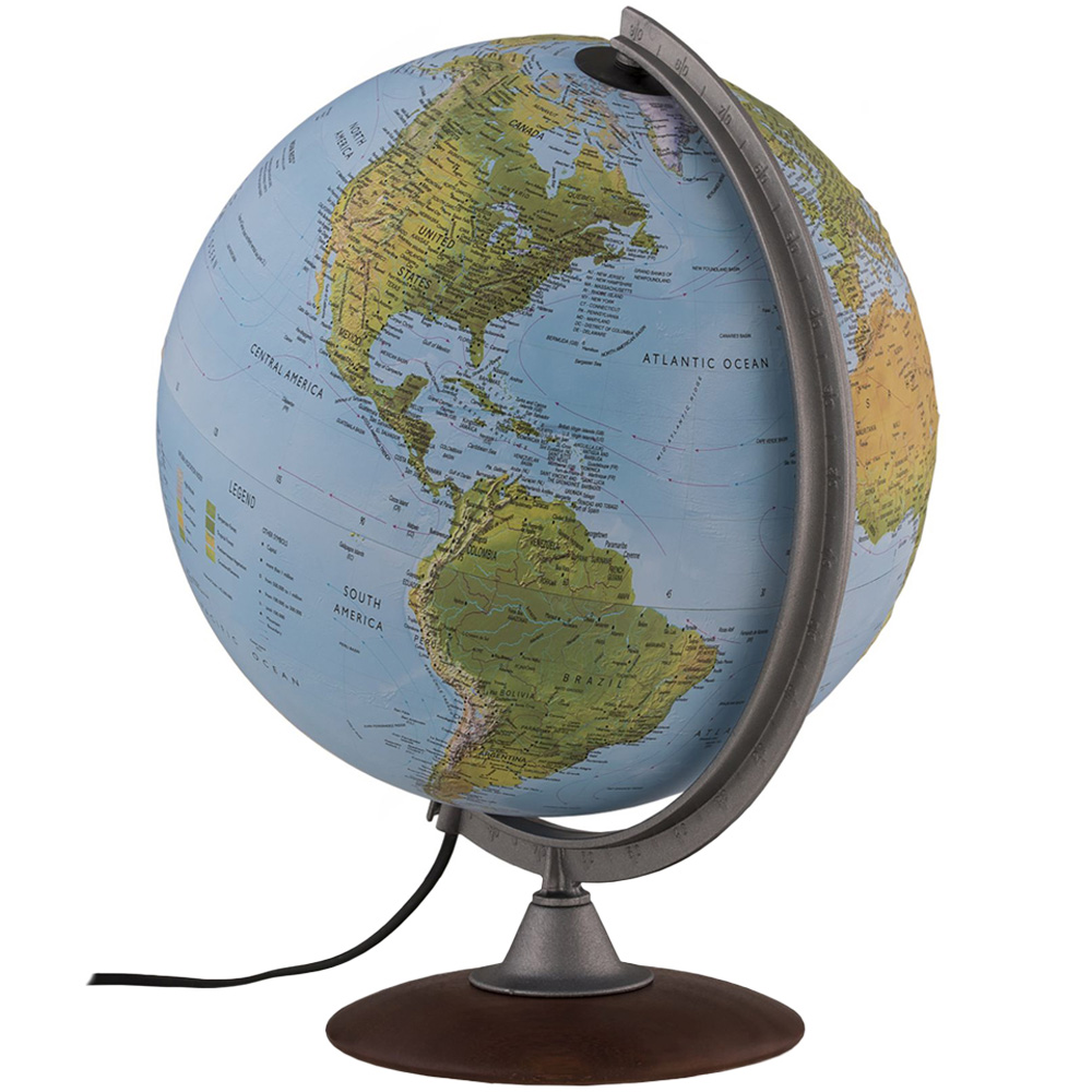Nova Rico Tactile Political and Relief Illuminated Globe with Wooden Base 30cm Image 1