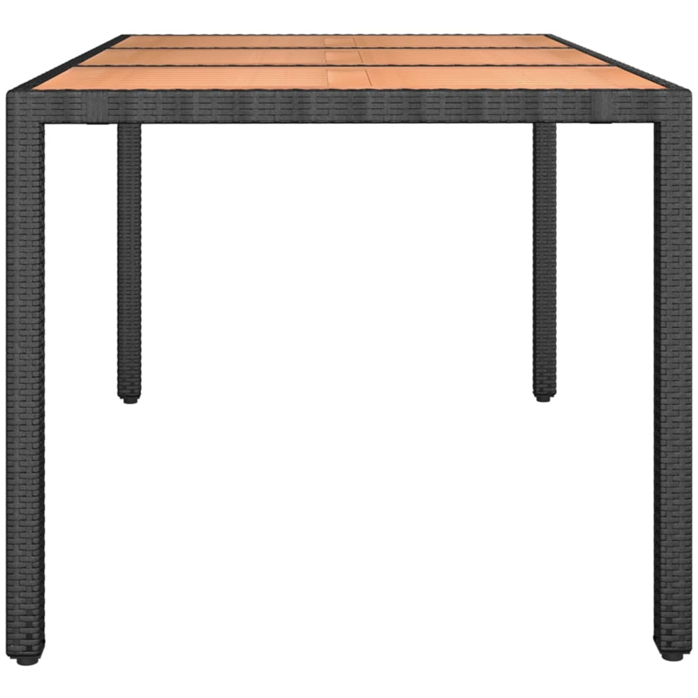 vidaXL 6 Seater Black Polyrattan and Wooden Tabletop Garden Table Image 4