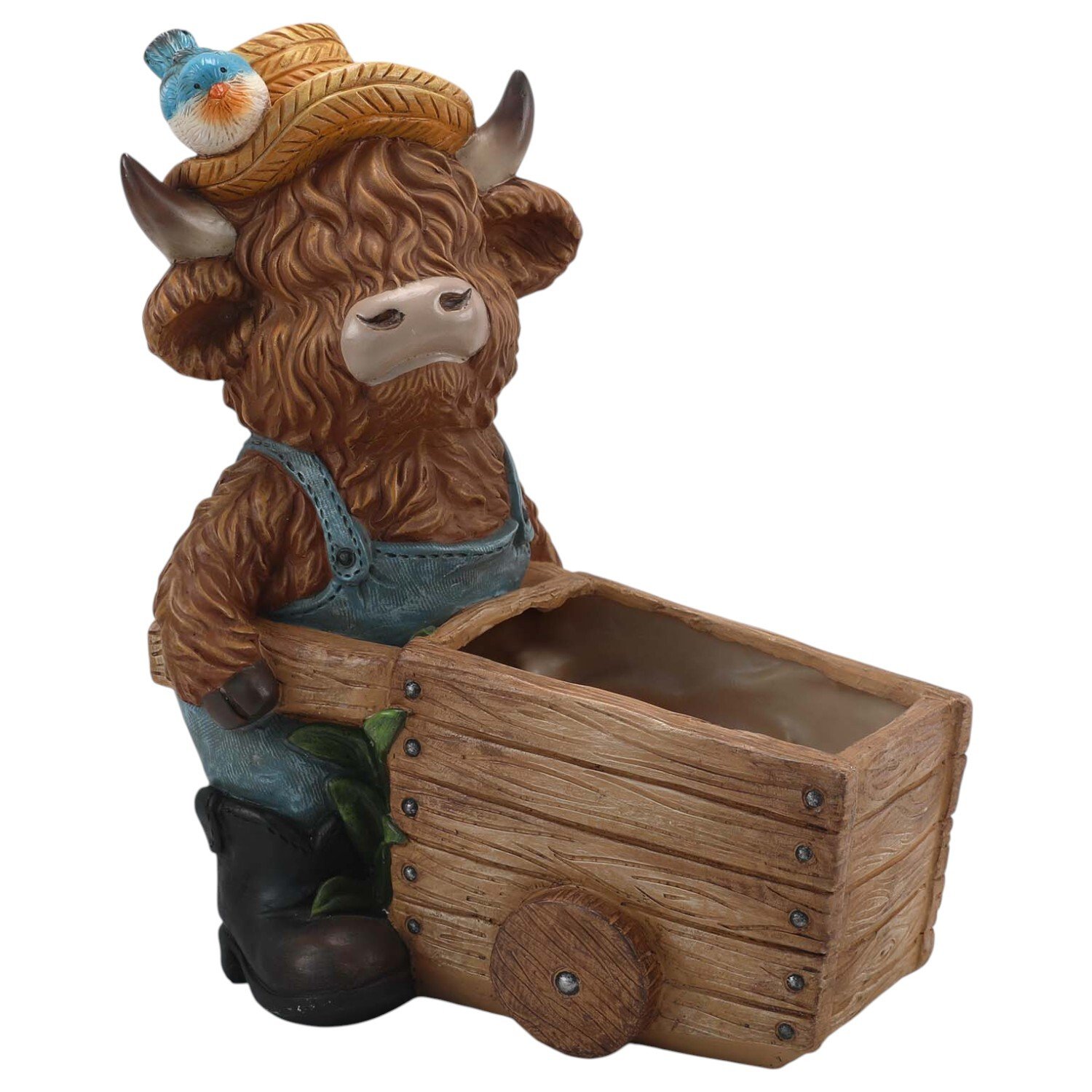 Highland Cow Wheelbarrow Planter Image 3
