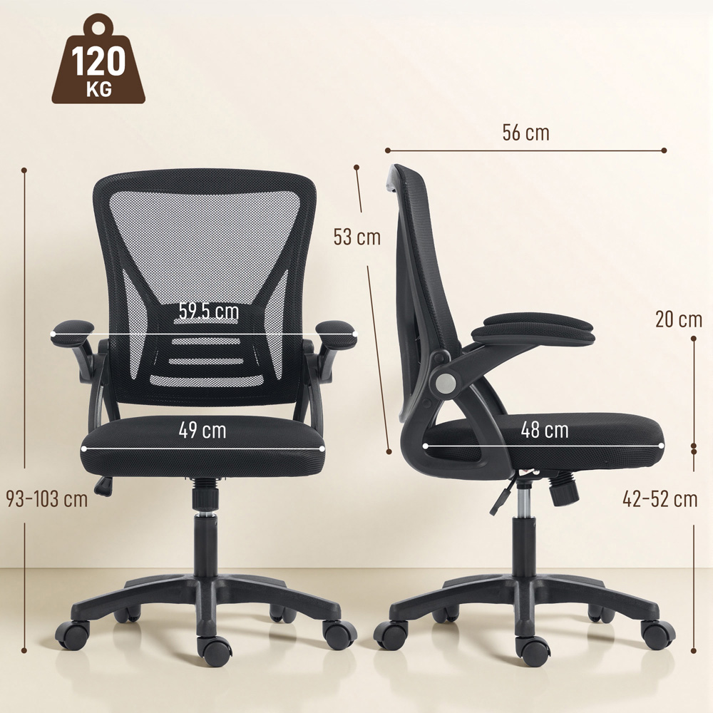 Portland Black Mesh Height Adjustable Office Chair with Lumbar Support Image 9