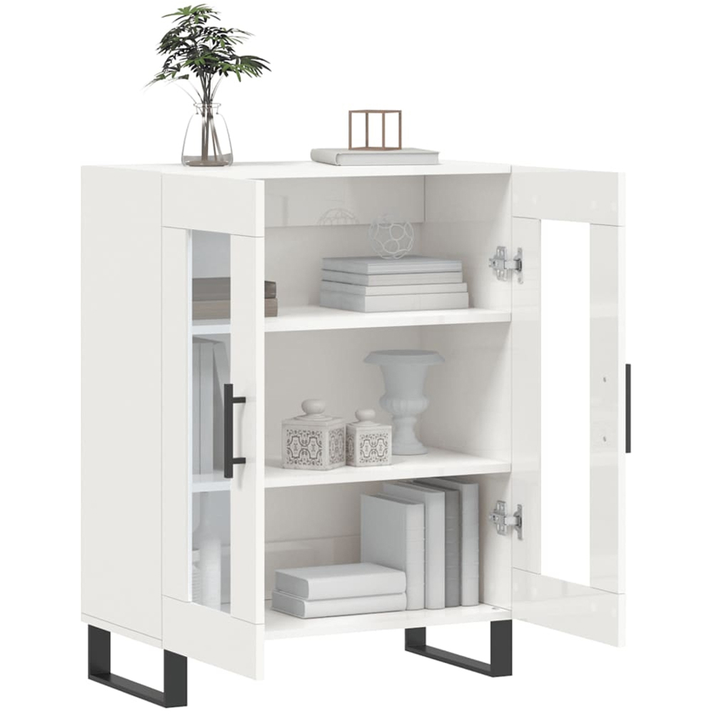 vidaXL 2 Glass Door High Gloss White Sideboard Image 4