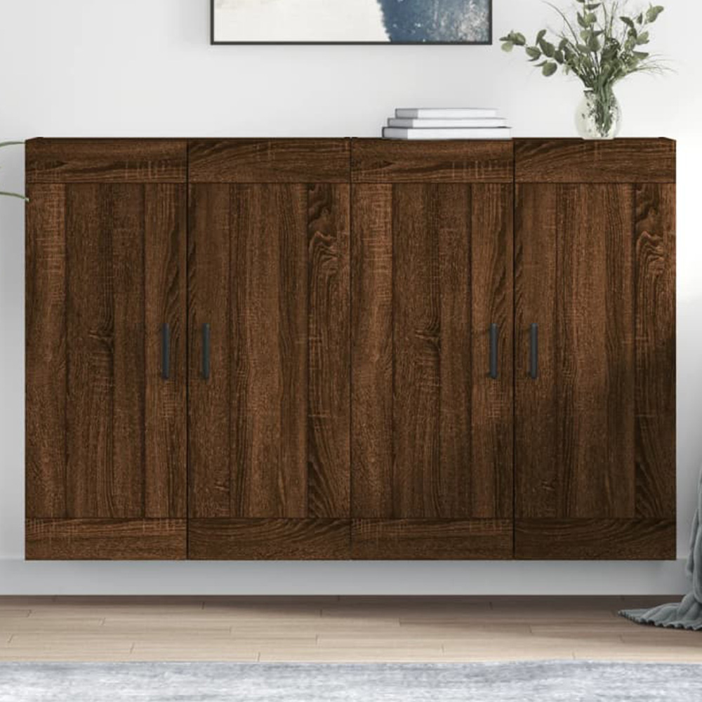vidaXL 2 Door Brown Oak Wall Mounted Cabinet Set of 2 Image 1