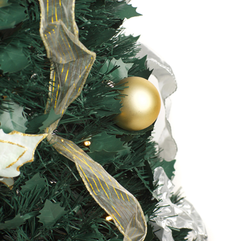 Best Artificial Pre Lit Warm White LED White and Gold Pop Up Artificial Christmas Tree 6ft Image 6