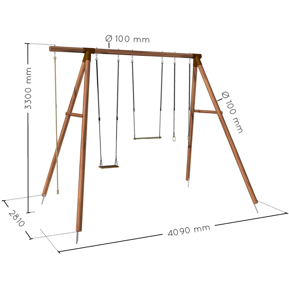Soulet Galdar Kids Wooden Swing Set with Rope and Trapeze Image 8