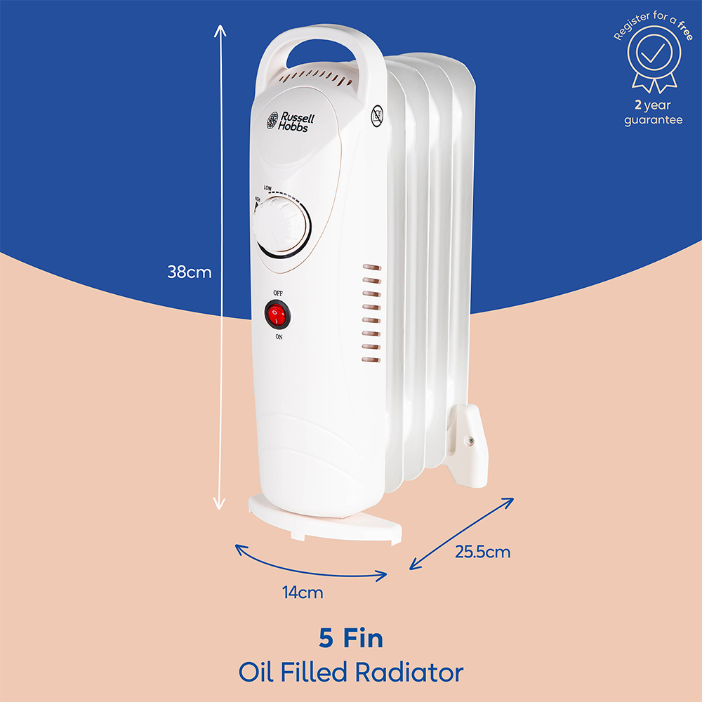 Russell Hobbs RHOFR3001 White Oil Filled Radiator 650W Image 9