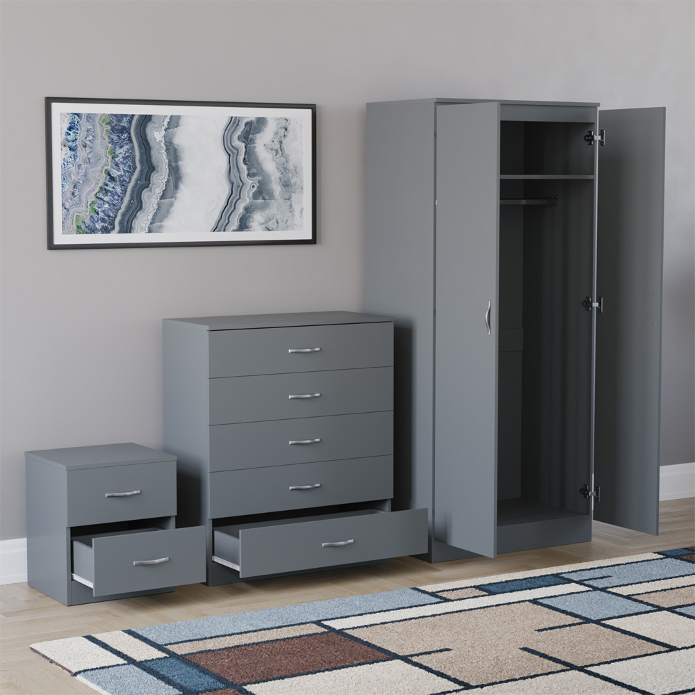 VIDA DESIGNS Riano Grey 3 Piece Bedroom Furniture Set Image 4