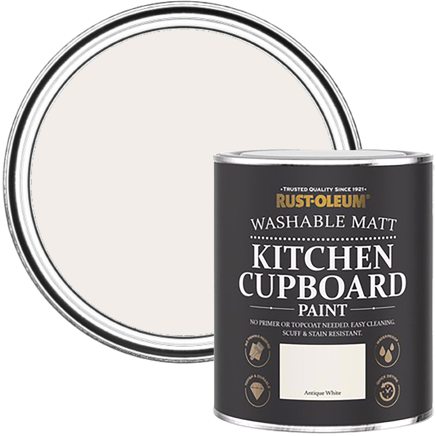 Rust-Oleum Antique White Kitchen Cupboard Paint 750ml Image 1