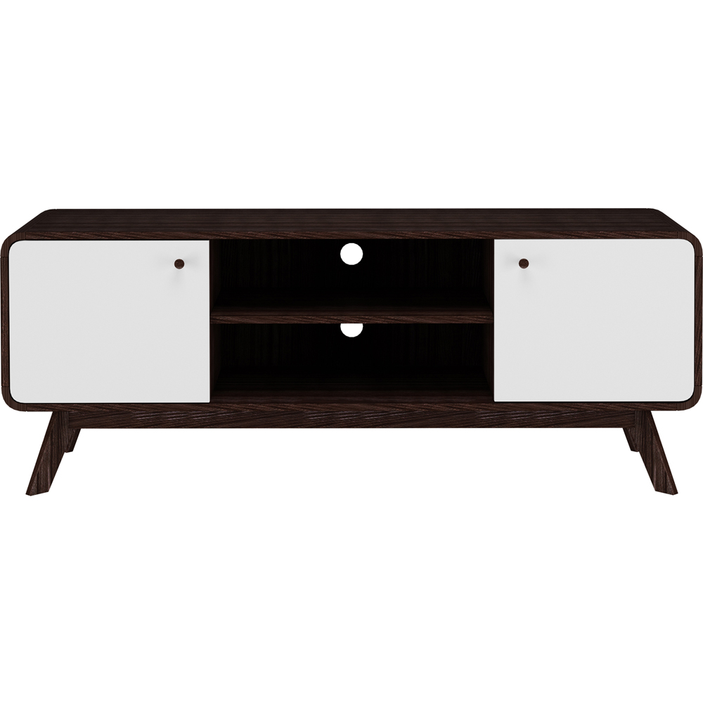 Loft24 Cassie 2 Door 2 Shelf White Walnut TV Stand Image 4