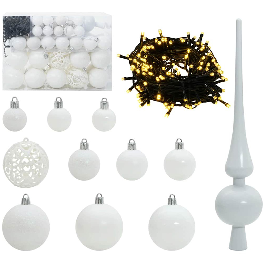 vidaXL Pre-Lit White Bauble Pink Artificial Christmas Tree 5ft Image 7