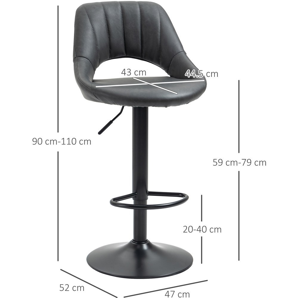 Portland PU Leather Height Adjustable Bar Stool Set of 2 Image 7