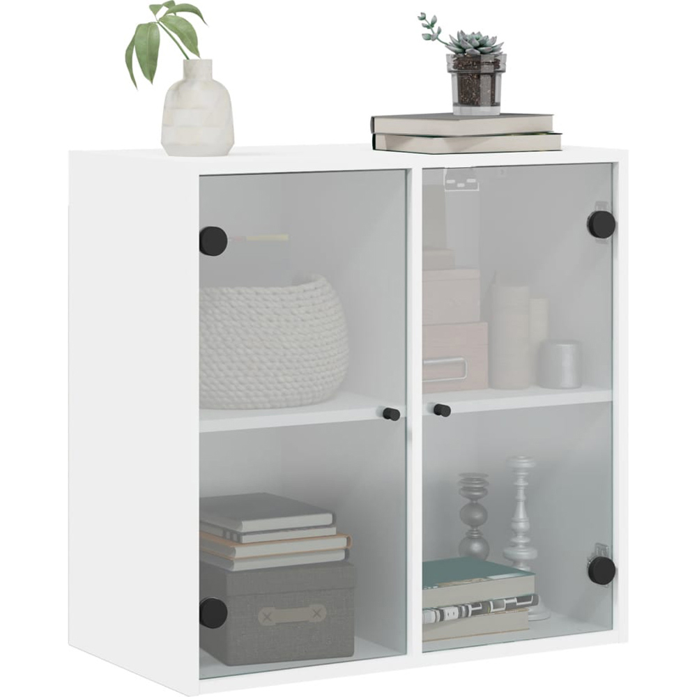 vidaXL 2 Glass Door White Wall Cabinet Image 3